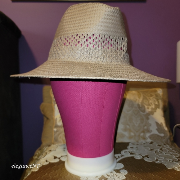 GAP Accessories - Gap Straw Tan/Dark Gray Fedora Size M/L NWT